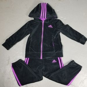 Adidas Black Purple Velour Track Suit 
Sz 4T 2pc h